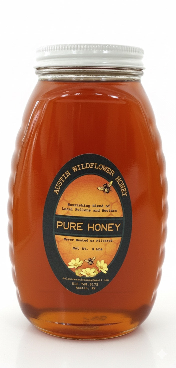 4 lb Glass Jar – Austin Wildflower Honey