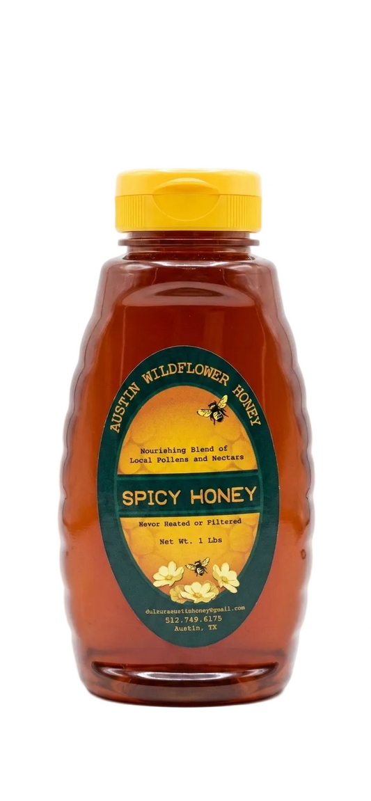 1 lb Plastic Bottle – Austin Wildflower Spicy Honey